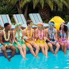 72Pcs Hawaiian Party Decorations Set Grass Skirts Leis for Luau Colorful