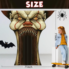 Clown Vampire Banner Backdrop Scary Horror Creepy Clown Theme Decorations Decor