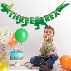 Watercolor Dinosaur Three Rex Banner – Dinosaur 3Rd Birthday Party Decorations f