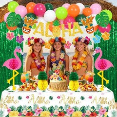 Tropical Luau Party Decorations Set – Hawaiian Aloha Summer Beach Party Suppl…