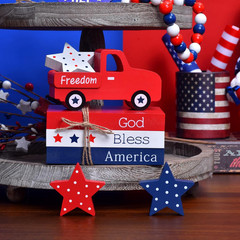 7 Pcs Patriotic Table Decorations, 4Th of July Independence Day Decor, God Bless