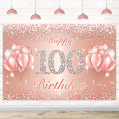 Happy 100Th Birthday Banner Backdrop – 100 Birthday Party Decorations Supplies f