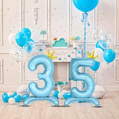 Number Balloons,Standing Number 3 Balloon 32 Inch Blue 3rd Decorations for Bo…