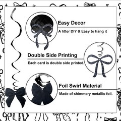 FASOTY Black Bow Birthday Decorations Happy 52 inches,