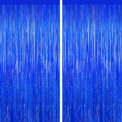 Blue Tinsel Backdrop Foil Fringe Curtains – 2 Packs Door Streamers Backdrop for