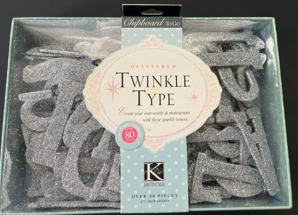 Glittered Twinkle Type, 80 pieces, 2.5 inch letters – NEW