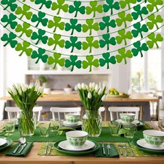 Felt Shamrock Garland Banner St. Patrick’s Day Decorations for Home & Party