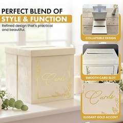 Wedding Card Box – 9″ x Collapsible 9 inches x 9 x 9 inches, White