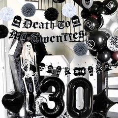 30th Birthday Decorations Pack, Death to My 20s Party Supplies Including Birthda