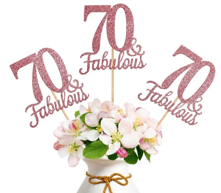 10 PCS Double Sided Rose Gold Glitter Fabulous 70th Birthday Centerpieces