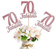 10 PCS Double Sided Rose Gold Glitter Fabulous 70th Birthday Centerpieces