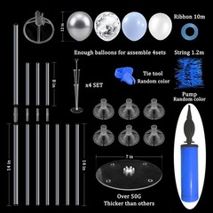 4Set Light Blue Silver Balloon Stand Table Centerpieces Party Decor