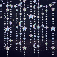 4 Pack Multi Iridescent Party Garland Star&Moon Holographic