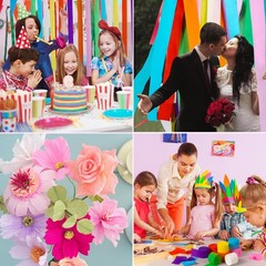 72 PCS Crepe Paper Streamers Roll 8 Colors Rainbow Party Decoration Crafts