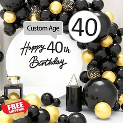 TONIFUL 40th Glitter Black Felt Happy Birthday Sign