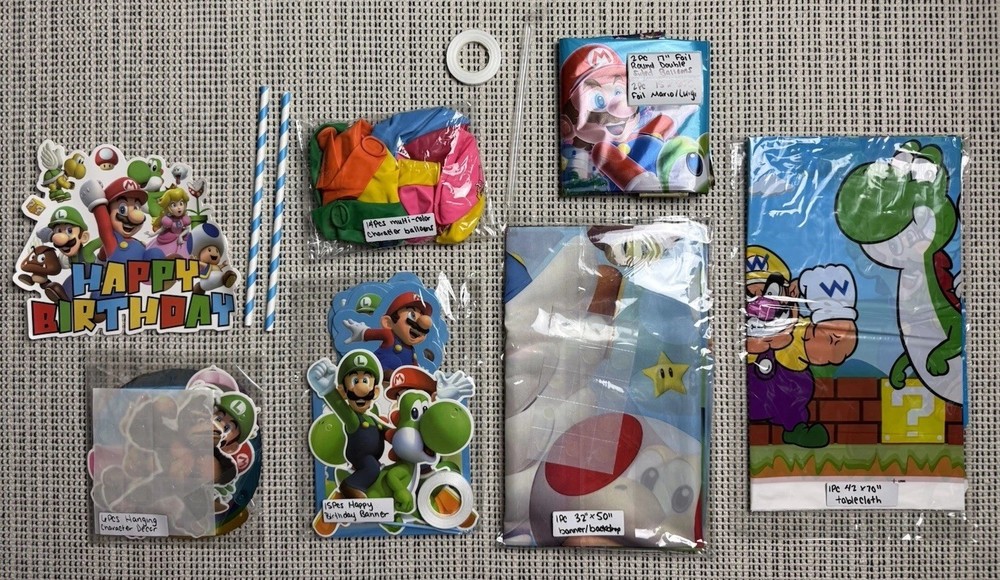 NEW 42Pcs Super Mario Bros Birthday Party Decor Backdrop Banner Balloons+