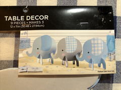 New Elephant It’s A Boy Table Decor and Banner Blue Gray White