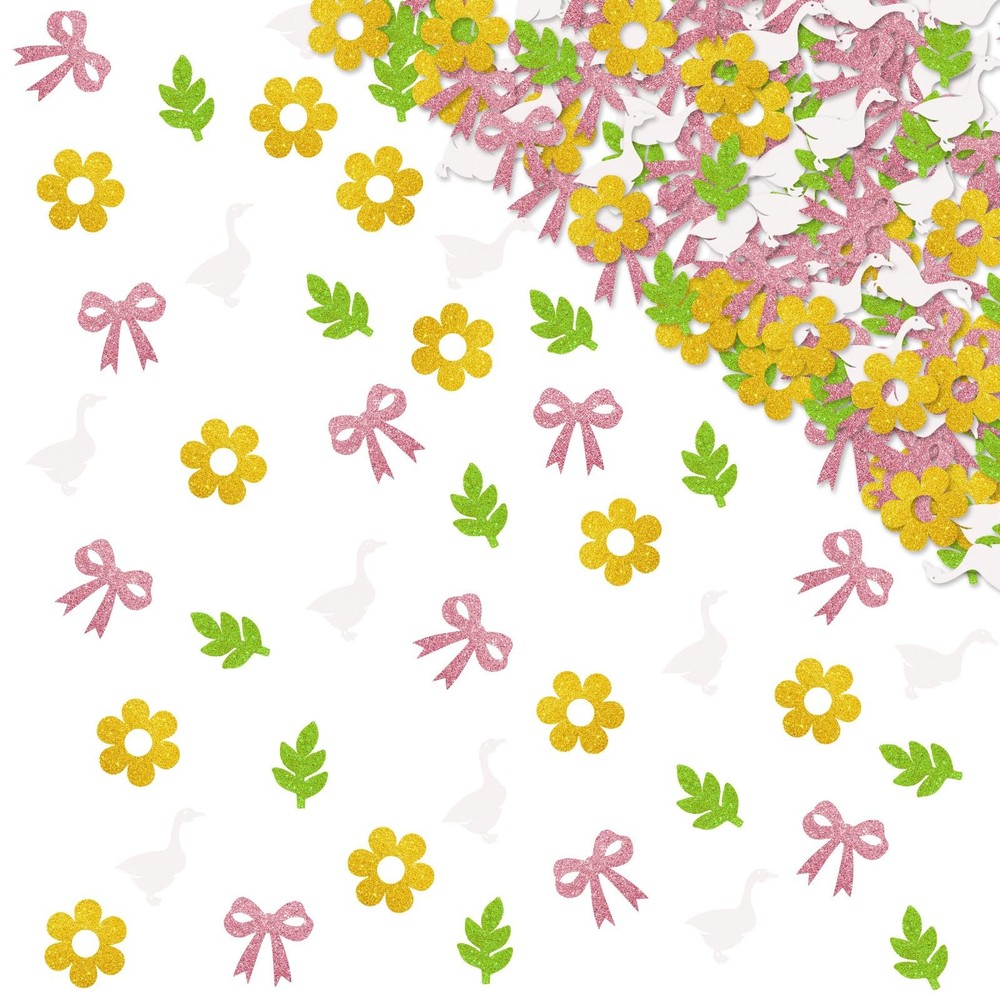 120 PCS Silly Goose Confetti Pink Bow White Pink Glitter Table Scatter