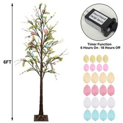 DR.DUDU 6FT Lighted Easter Tree with Timer, Large Easter Decorations for Home &