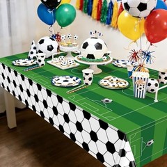 3 Pcs Table Cloth 54 x 108 Inches Disposable Plastic Rectangular Soccer