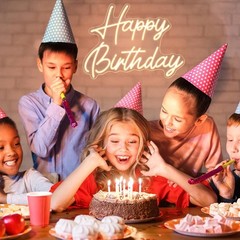 Happy Birthday Neon Sign 16.5″ x 12.2″, Small Neon Happy Birthday Sign for Ba…