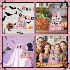 Lineshading 4 Pcs Pink Halloween Decor Ghost Table Decorations Halloween Tie…