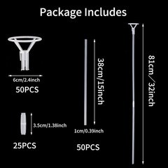 RUBFAC 50Pcs Balloon Sticks with Cups, 16In Clear Bobo Balloon Holders Large and