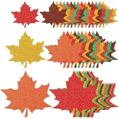 90 PCS Fall Maple Leaves Printed Glitter Paper Leaf Cutouts Bulletin Board