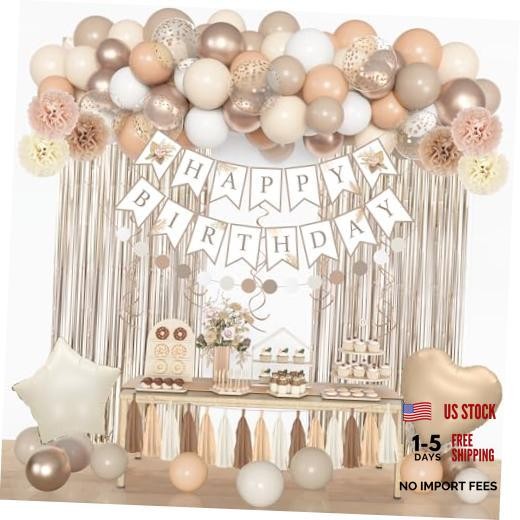 Birthday Decorations for Women, Beige Cream White Sand Confetti Neutral