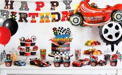 112 Pcs Race Car Birthday Decorations Party Supplies Set Balloons Hanging Swirls