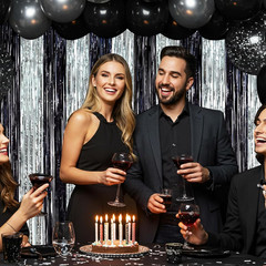 2Pcs Black Silver Door Streamers Congrats Grade 2026 Decoration Backdrop Foil Fr
