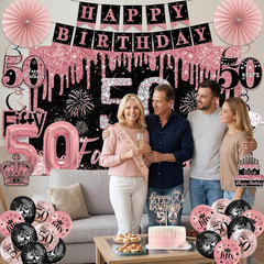 50Th Birthday Decorations for Women – 37Pcs Rose Gold Party Supplies Set with Ba