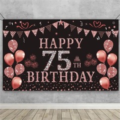 75th Birthday Decorations for Women 75 Year Old Rose Gold Birthday Backdrop B…
