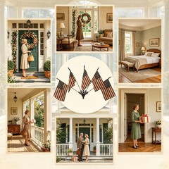 Five Tea-Stained Flags, Vintage US Small Flags Patriotic Decoration For Wall Art