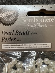 Wilton Bomboniere! Pearl beads 6mm / 5 yards / 211-1990 / lot of 2 / NEW