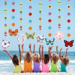 Butterfly Flower Decorations – 8 Pack Spring Flower Butterfly Hanging Party D…