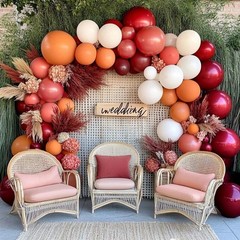Orange Red Balloon Garland Double Burgundy White Dusty Pink Balloon Arch Kit …