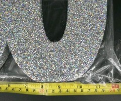 Large 30 Number Sign, Silver Glitter, Fairy Lights, New