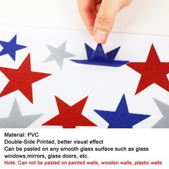 6 Sheets Glitter Stars Window Clings Patriotic Glitter Blue Red White Stars