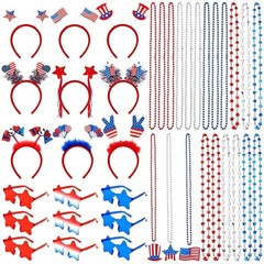 39 PCS Fourth of July Accessories Set – Patriotic Headbands, Glasses & Necklaces