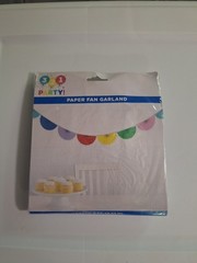 Paper Fan Garland 8 ft. Multicolor Party Decor