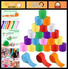 72 Rolls Crepe Paper Streamers – 8 Colors Rainbow Party Decorations for Birthday