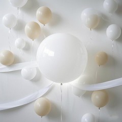 7 Pcs 24 Inch White Balloons Giant Round Balloons with 30 Yard Ribbon for Par…