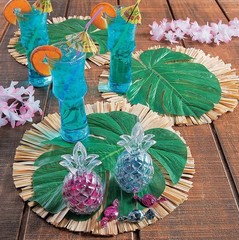 96-PC Large 11″x13″ Tropical Monstera Leaves Polyester Luau Beach Decor #765