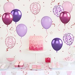 Pink and Purple Balloons, 50PCS 12 Inch Confetti Balloons, Metallic