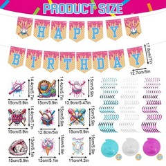 33 Pcs Ice Cream Drip Baseball Birthday Baseball Banner Sports Party Decorati…