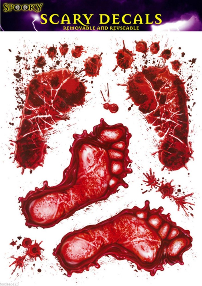 Halloween Feet Blood Window Stickers Party Decorations Horror Footprints Spooky