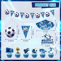 FrozzlyFun Soccer Party Decorations for Boys, 173Pcs Blue Soccer Ball Bday Pa…