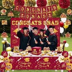 Graduation Decorations 2026 Maroon and Gold Class of 2026 Banner Congrats Gra…