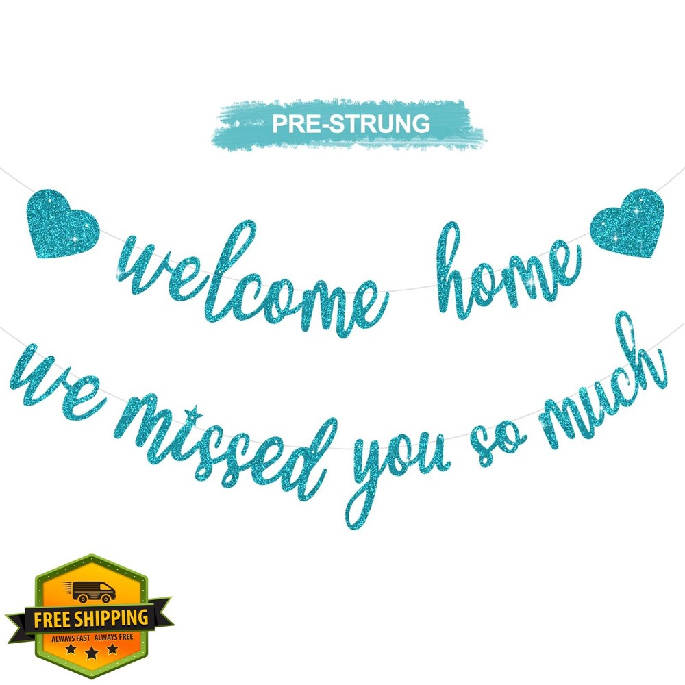RICHHHA Glitter Welcome Home Banner Glitter Lake Blue No-DIY